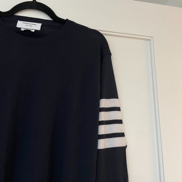❌SOLD❌Thom Browne Crewneck Pullover Sweater Milano Stitch 4 Bar Merino Wool - Picture 6 of 9